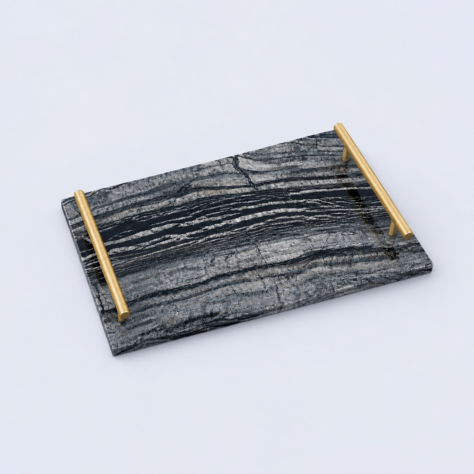 Luxury Marble Serving Tray with Brass Handles | Vanity Tray | Kitchen Organizer | Coffee Table Display | Restaurant Serving Tray